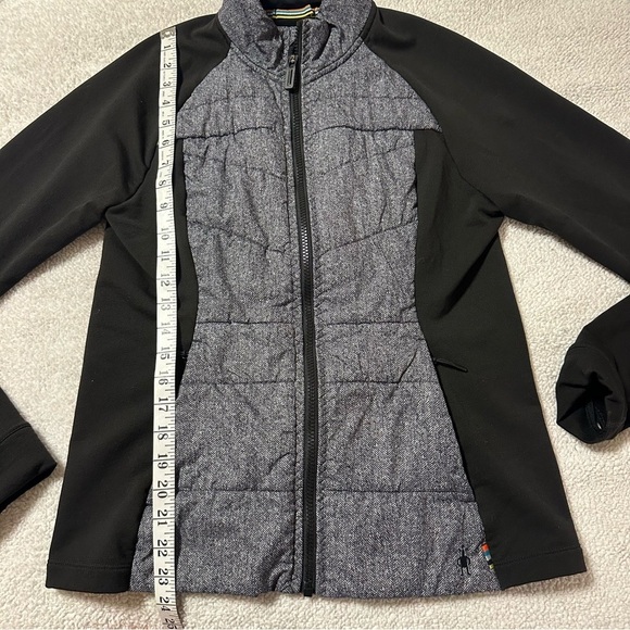 Smartwool Corbet 120 Insulated Wool Running Jacket Black Grey Herringbone - Picture 4 of 11